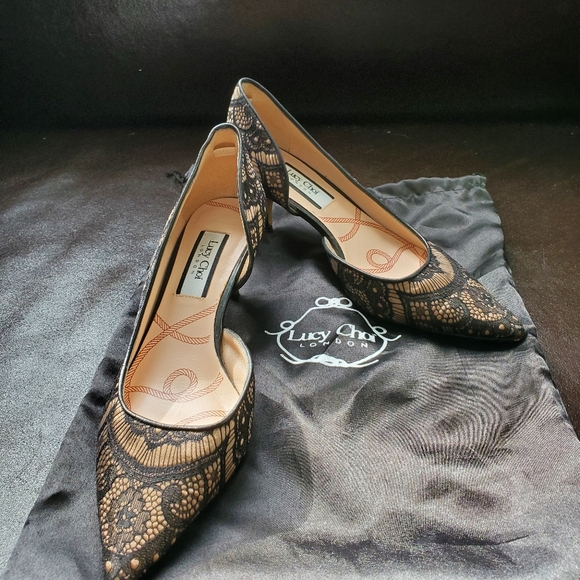 LUCY CHOI Knightsbridge lace half-d'Orsay pump - Picture 3 of 9